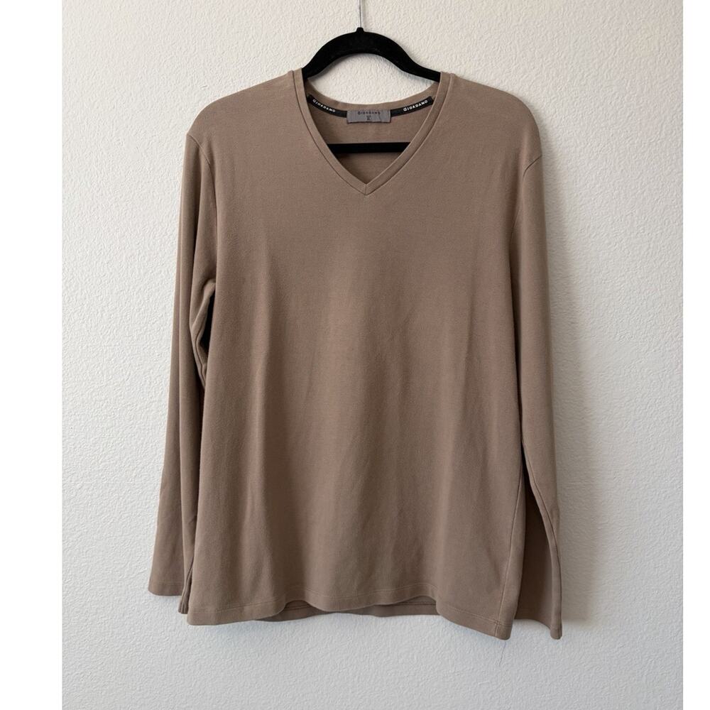 Giordano Light Brown Cotton Lycra Tight-Knit V-Neck Pullover Sweater White XL